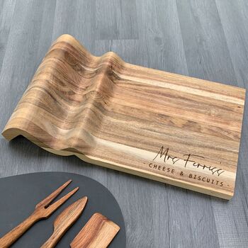 Personalised Cheese And Biscuits Acacia Wood Board, 4 of 4