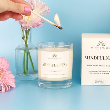 Mindfulness Mandarin Basil Lime Luxury Soy Candle Gift, 2 of 3