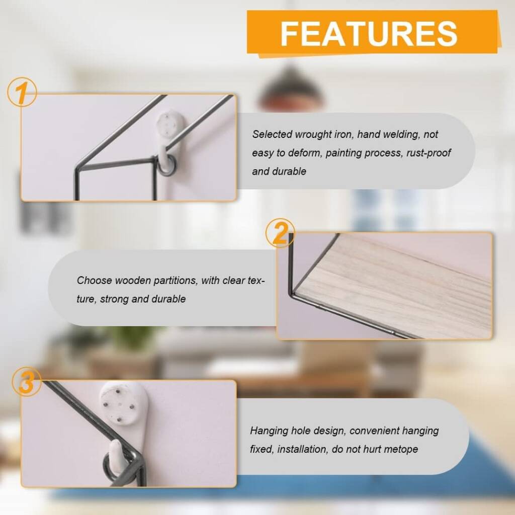 Three Pieces Of Metal Wall Mounted Floating Shelves By Momentum