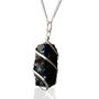 Silver Plated Raw Black Onyx Pendant Necklace, thumbnail 2 of 4