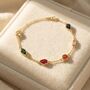 Geometric Multicolour Gemstone Gold Plated Bracelet, thumbnail 1 of 4