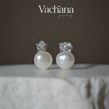 Sterling Silver Wedding Pearl Earrings, 2 of 7