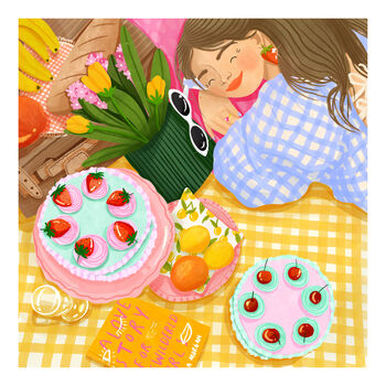 Picnic In Gingham, Illustrated Print, 2 of 3
