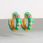 Enamel Floral Hoop Earrings, thumbnail 2 of 2