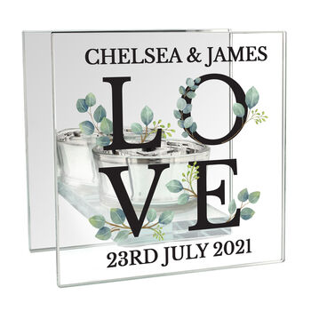 Botanical Love Wedding And Anniversary Glass Tea Light Holder, 4 of 4