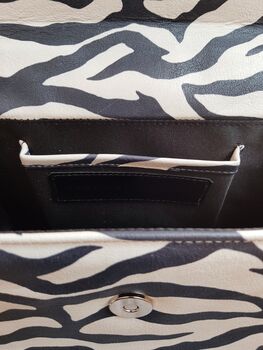 Leather Animal Zebra Print Crossbody Handbag, 12 of 12