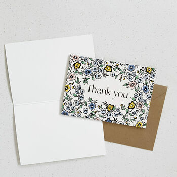 Blue Floral Thank You Card Set, 5 of 6