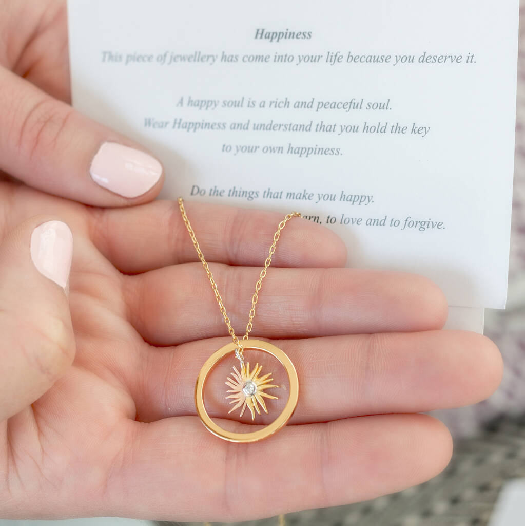 Sunshine Necklace With Happiness Circle And Message, 1 of 9