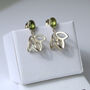 Silver Gemstone Triple Bud Earrings, thumbnail 2 of 2