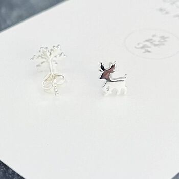 Sterling Silver Snowflake And Reindeer Earrings, 3 of 4