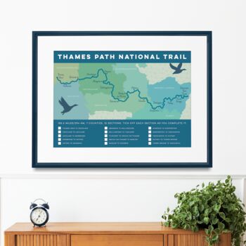 River Thames Path Art Print With Map And Tick List, 4 of 7