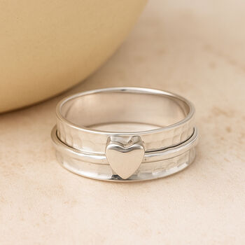 Personalised Sterling Silver Heart Spinner Ring, 2 of 10