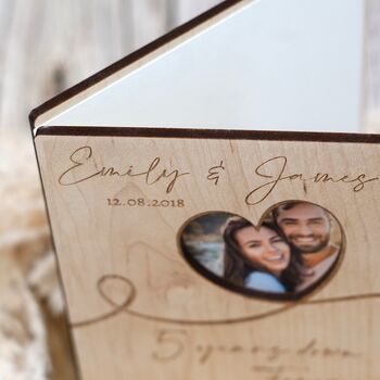 Wooden Engraved Wedding Anniversary Photo Card, 3 of 3