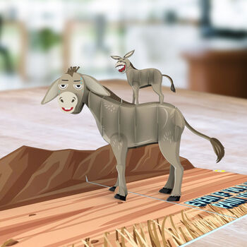 Pain In The Ass! Fun Fathers Day Card W 3D Pop Up Donkeys, 2 of 11