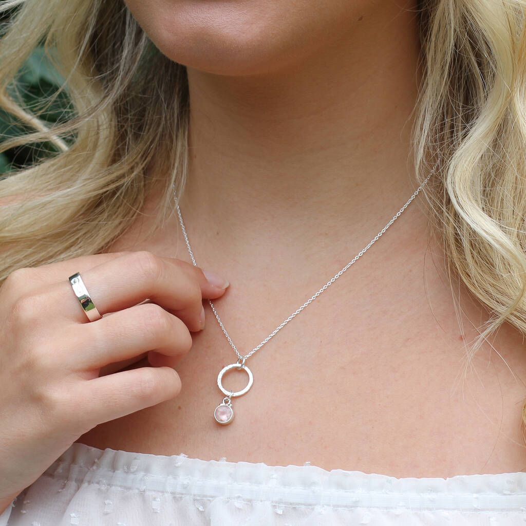 Personalised Silver And Semi Precious Hoop Necklace By Hurleyburley