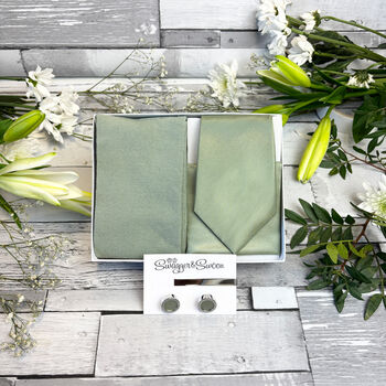 Dusty Sage Wedding Tie Set, 4 of 10