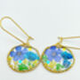 Pressed Blue Flowers Dangle Earrings Silver Or Gold, thumbnail 5 of 11