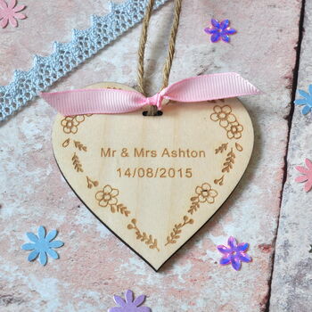 Personalised Wedding Anniversary Heart Decoration, 2 of 3