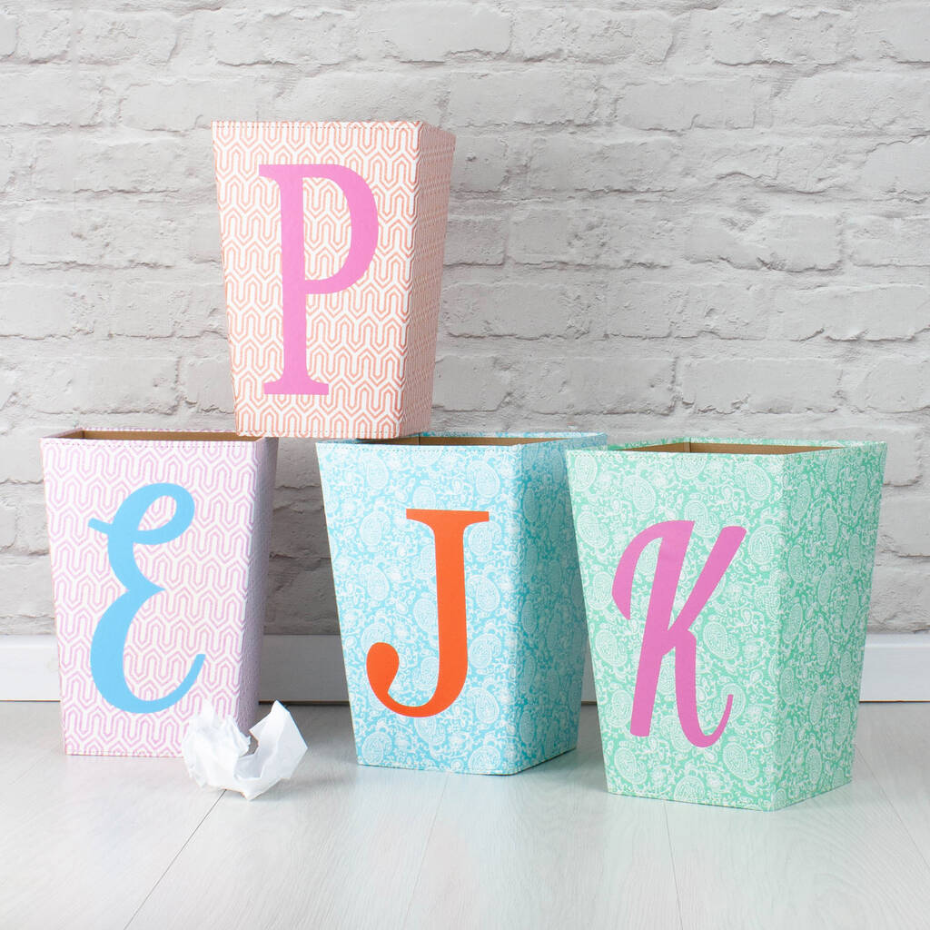 Recycled Personalised Waste Paper Bin Pastel Colours, 1 of 5