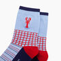 Embroidered Lobster Combed Cotton Socks In Blue/Red, thumbnail 2 of 4