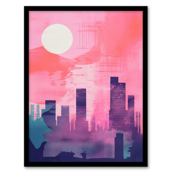 Sunrise City Silhouette Pink Purple Bold Wall Art Print, 5 of 6