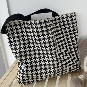 Monochrome Checkered Large Shoulder Book Bag, 2 of 7