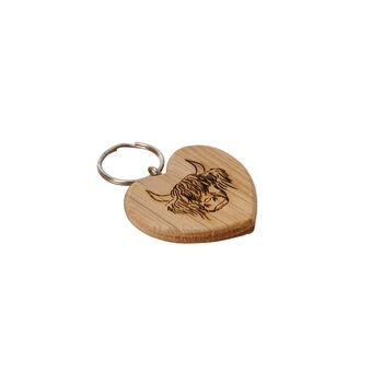 'Home Is Where The Herd Is' Oak Heart Keyring, 3 of 4