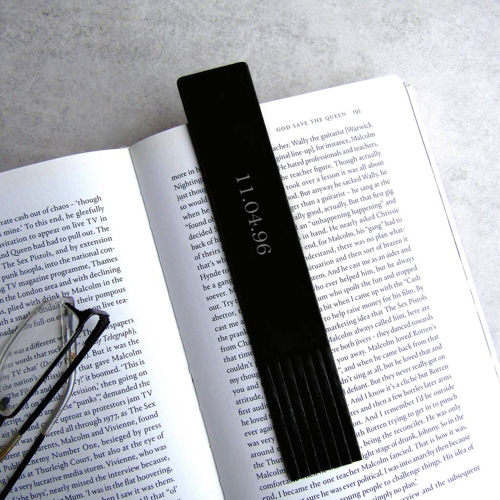 Handmade Personalised Date Fringe Leather Bookmark, 1 of 5