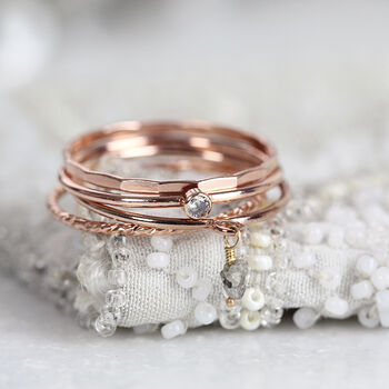 Grey Diamond And Rose Gold Stacking Rings Set, 2 of 11
