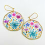 Large Statement Earrings With Forget Me Not And Pink Flowers, thumbnail 2 of 12