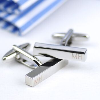 Personalised Rose Gold Tie Slide And Bar Cufflinks Set, 2 of 10
