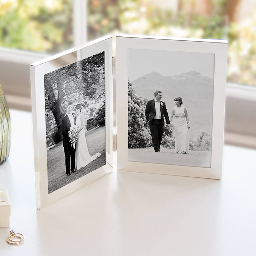 silver plated double aperture picture frame by jodie byrne