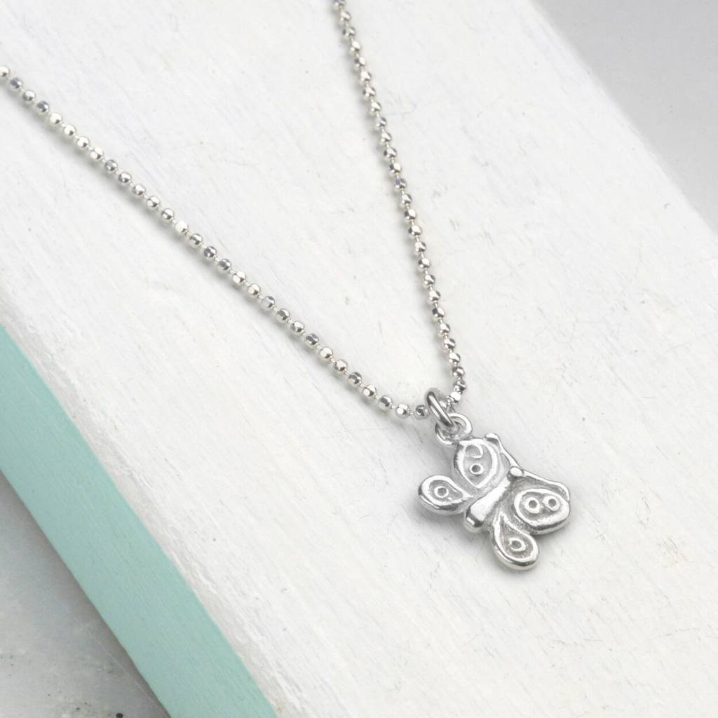 Sterling Silver Butterfly Necklace For Girls Age Seven+, 1 of 2