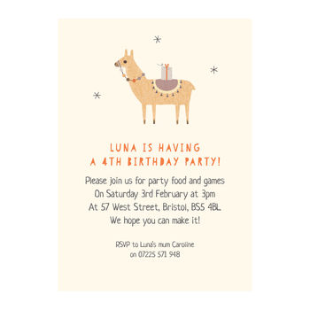 Personalised Llama Birthday Invitations, 2 of 4
