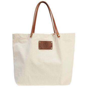 Natural Canvas Large Tote Bag With Leather Handles, 2 of 3