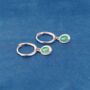 925 Sterling Silver Green Gemstone Hoop Earrings, thumbnail 6 of 7
