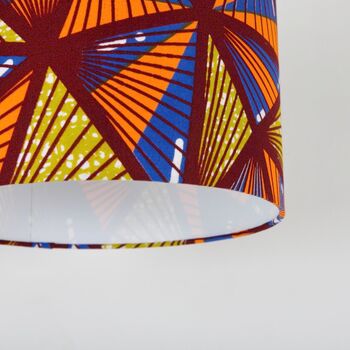 Orange And Blue Geometric Triangles African Lampshade, 3 of 8