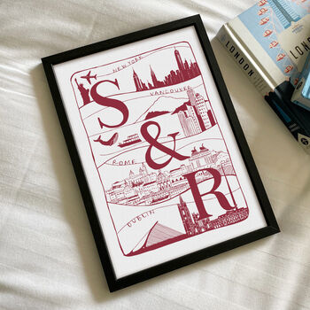 Personalised Couple's Initials Illustrated Travel Print, 5 of 12