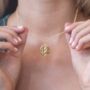 Engraved Gold Plated Virgo Zodiac Necklace, thumbnail 2 of 6