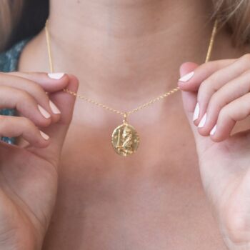 Engraved Gold Plated Virgo Zodiac Necklace, 2 of 6