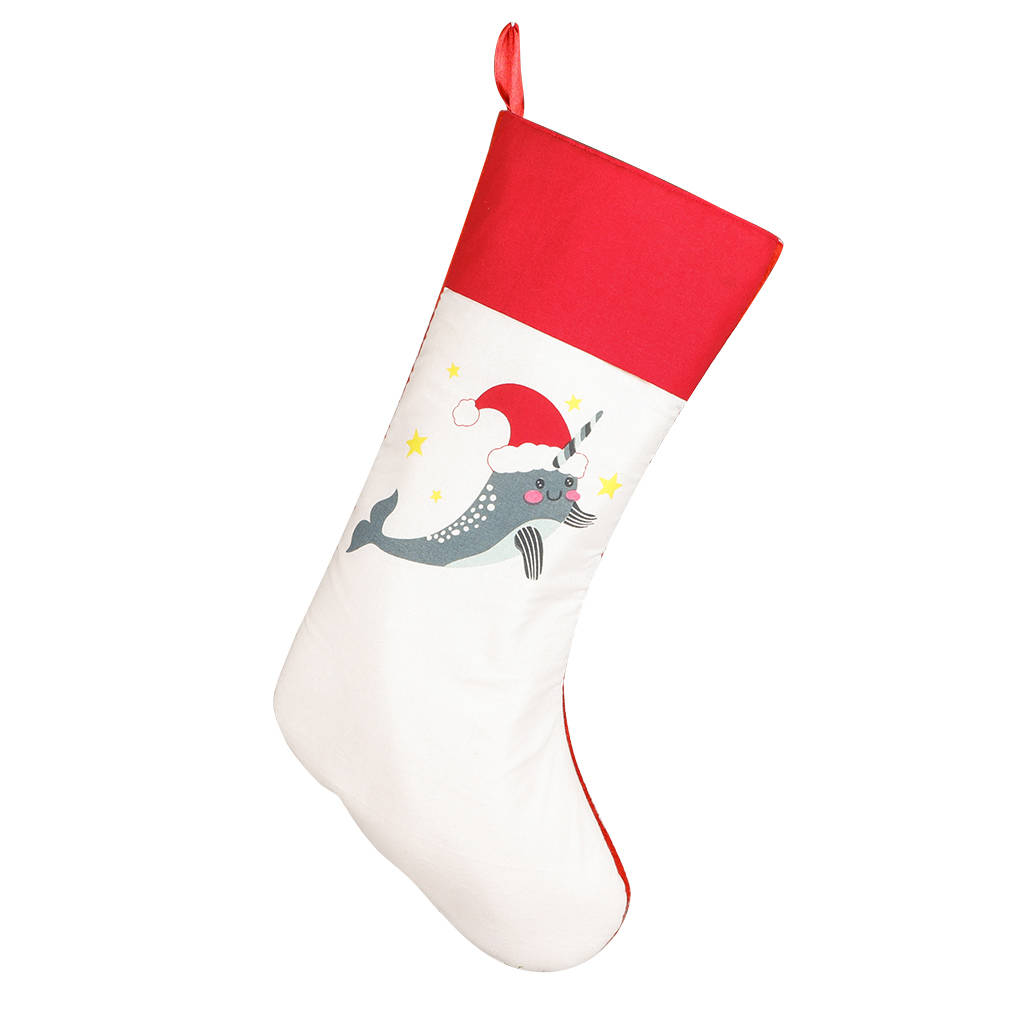 Personalised Festive Narwhal Christmas Stocking