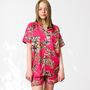 Giraffe And Leopard Print 100% Cotton Ladies Pyjama Short Set In Pink, thumbnail 2 of 10