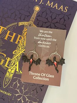 Throne Of Glass Manon Blackbeak Wyvern Dragon Earrings, 3 of 3