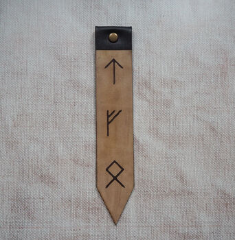 Personalised Leather Rune Bookmark, 7 of 9