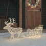 Dual LED White Rattan Battery Reindeer And Sleigh, thumbnail 3 of 3