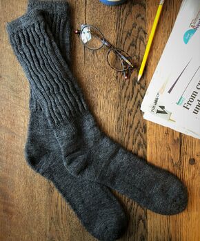 Mens Alpaca Rib Cushion Socks UK Size 7-10, 2 of 9