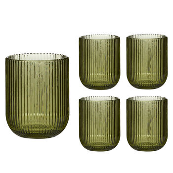 Palermo Set Of Four Green Ribbed Tumblers, 2 of 8