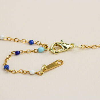 Dainty Blue Beaded Gold Chain Necklace, 3 of 3