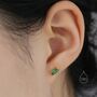 Sterling Silver Tiny Baguette Cz Stud Earrings, thumbnail 4 of 9