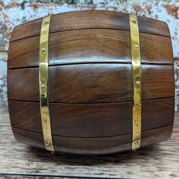 Large Wooden Whiskey Barrel Money Box, 4 of 4